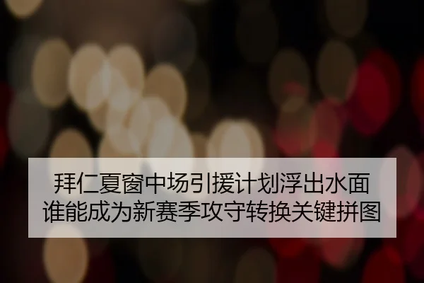 拜仁夏窗中场引援计划浮出水面 谁能成为新赛季攻守转换关键拼图 - zfwx